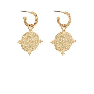 Textured Coin Dangling Hoops